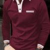 Men's casual contrast color block polo shirt