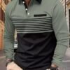 Men's casual contrast color block polo shirt