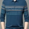 3DDB17AB-8A35-1749-8FD3-9BFCEFD1FDB4 Men's Business Casual Striped Long-Sleeved Polo Shirt