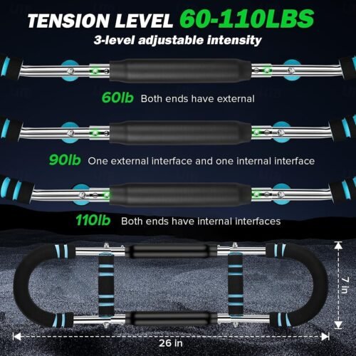 Twister Arm Exerciser, Adjustable Spring Workout Bar, Forearm Triceps Chest Enhanced Exercise Strengthener,Portable Home Fitness Equipment