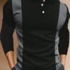Men's Business Casual Striped Long-Sleeved Polo Shirt