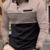 Men's casual contrast color block polo shirt