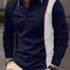 Men's Business Casual Striped Long-Sleeved Polo Shirt