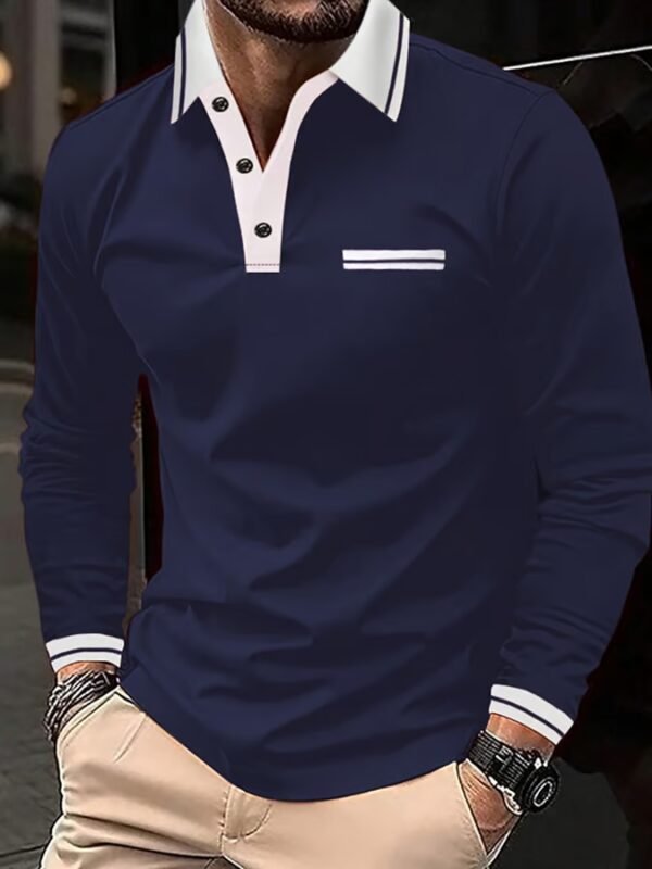 Men's casual contrast color block polo shirt