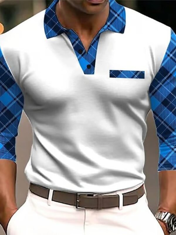 Men's Business Casual Striped Long-Sleeved Polo Shirt