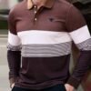 Men's Business Casual Striped Button-Down Polo