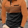 Men's casual contrast color block polo shirt