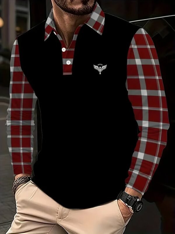 970D5815-70FB-D50C-03B2-910F6A218350 Men's Business Casual Striped Long-Sleeved Polo Shirt