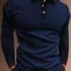 Men's Business Casual Striped Long-Sleeved Polo Shirt
