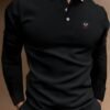 Men's Business Casual Striped Long-Sleeved Polo Shirt