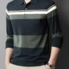 B7BA8372-471F-90F6-BCD3-62348C7E1D95 Men's Business Casual Striped Long-Sleeved Polo Shirt