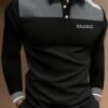 Men's Business Casual Striped Long-Sleeved Polo Shirt