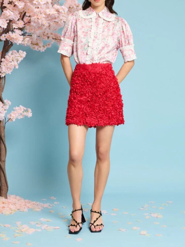 D2C2EFB0-16EF-BE21-3955-D0FACE69C41A Rose Plume Mini Skirt