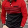 Men's casual contrast color block polo shirt