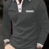 Men's casual contrast color block polo shirt