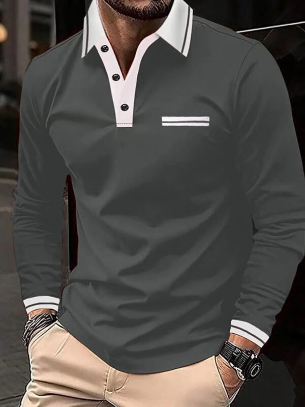Men's casual contrast color block polo shirt
