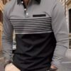 Men's casual contrast color block polo shirt