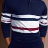 Men's Business Casual Striped Button-Down Polo