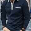 Men's Business Casual Striped Long-Sleeved Polo Shirt