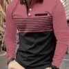 Men's casual contrast color block polo shirt