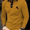 Men's Business Casual Striped Long-Sleeved Polo Shirt