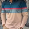 E2B8145C-3F14-BC4D-438B-60E8622873C7 Men's Business Casual Striped Long-Sleeved Polo Shirt