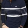 E4427DAA-8AB7-0AA5-91C2-D9AC28D5AC9F Men's Business Casual Striped Button-Down Polo