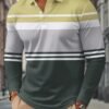 Men's Business Casual Striped Button-Down Polo