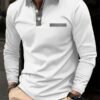 Men's Business Casual Striped Long-Sleeved Polo Shirt