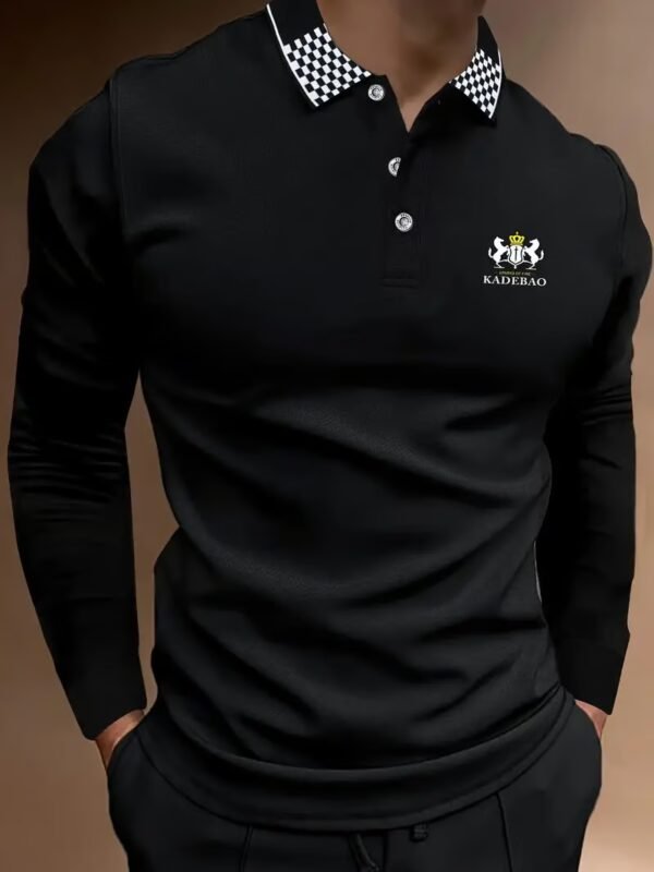 FD6FCF71-32C7-603E-FAA0-2332BD043E2D Men's Business Casual Striped Long-Sleeved Polo Shirt